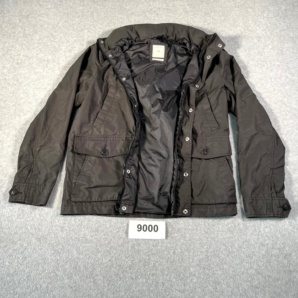 Gap Utility Jacket Mens Small Black Acrylic Lined Mock‎ Neck Full Zip Winter
